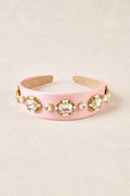 Jewelled Satin Headband - Light Pink
