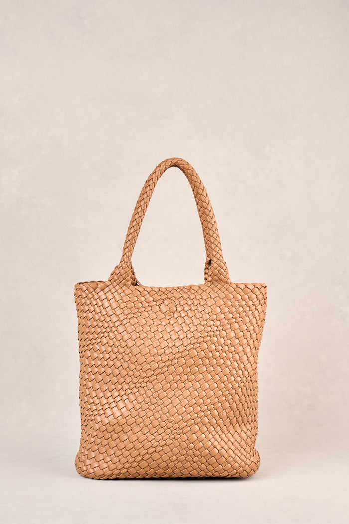 Kira Woven Tote Bag - Tan