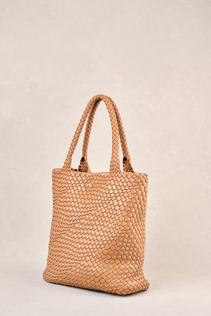 Kira Woven Tote Bag - Tan