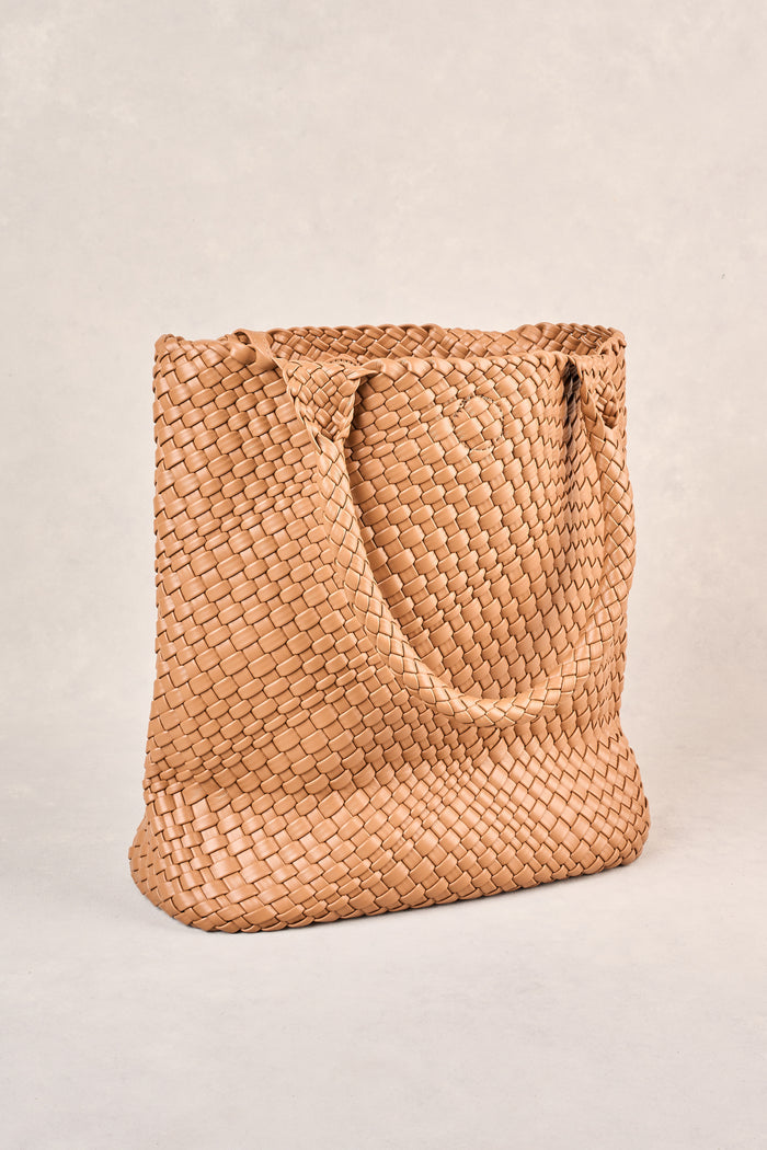 Kira Woven Tote Bag - Tan