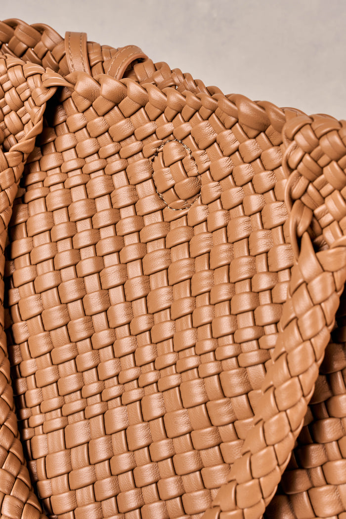 Kira Woven Tote Bag - Tan