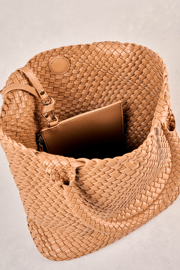 Kira Woven Tote Bag - Tan