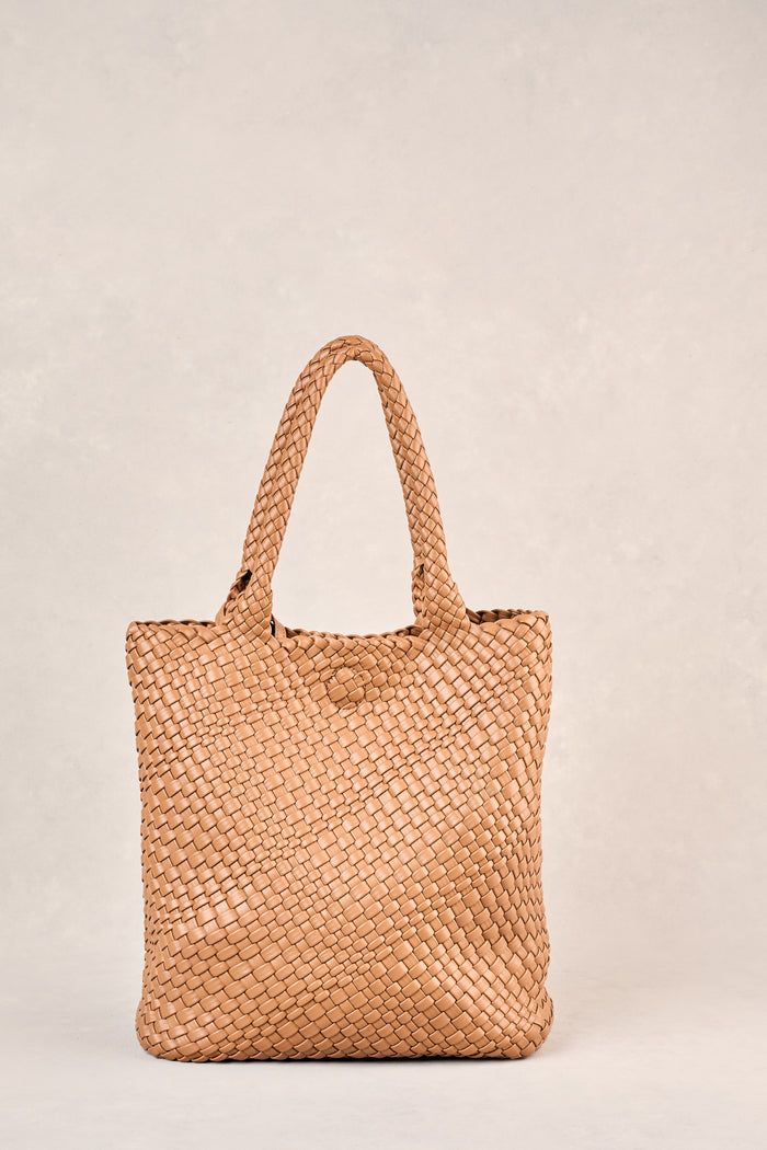 Kira Woven Tote Bag - Tan