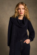 Knitted Metallic Scarf - Dark Blue
