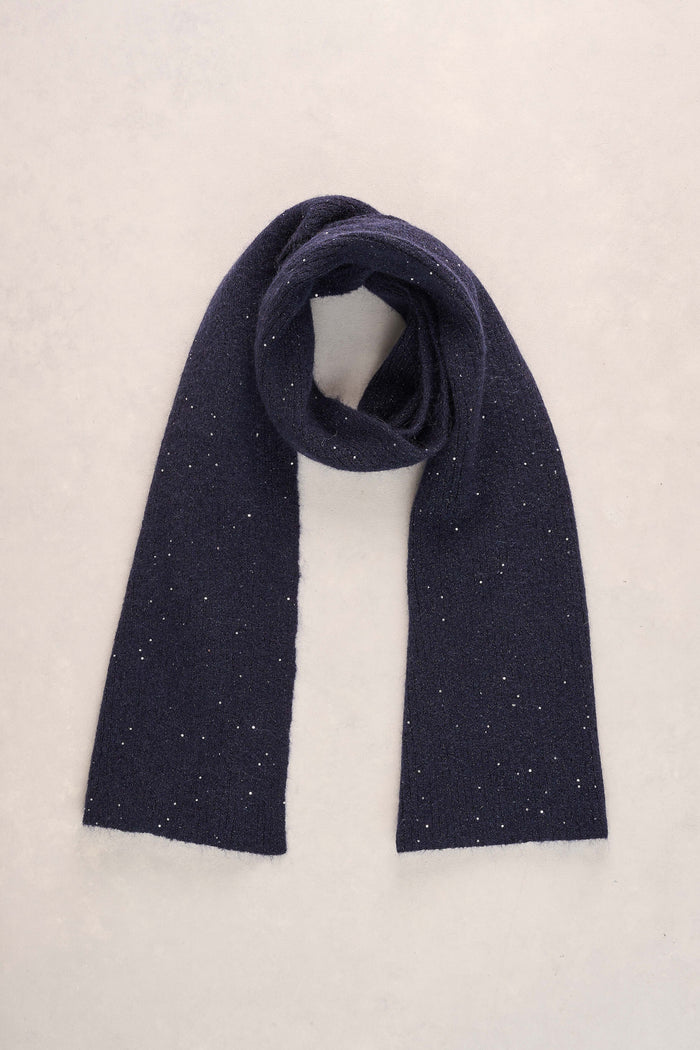 Knitted Metallic Scarf - Dark Blue