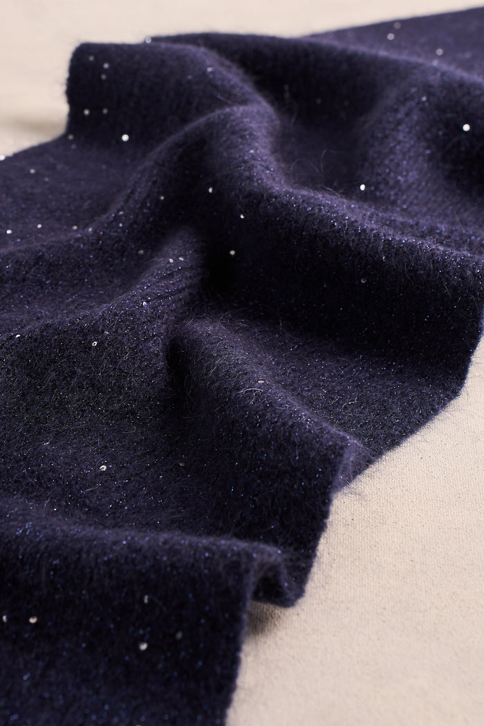 Knitted Metallic Scarf - Dark Blue