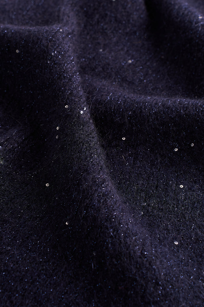 Knitted Metallic Scarf - Dark Blue
