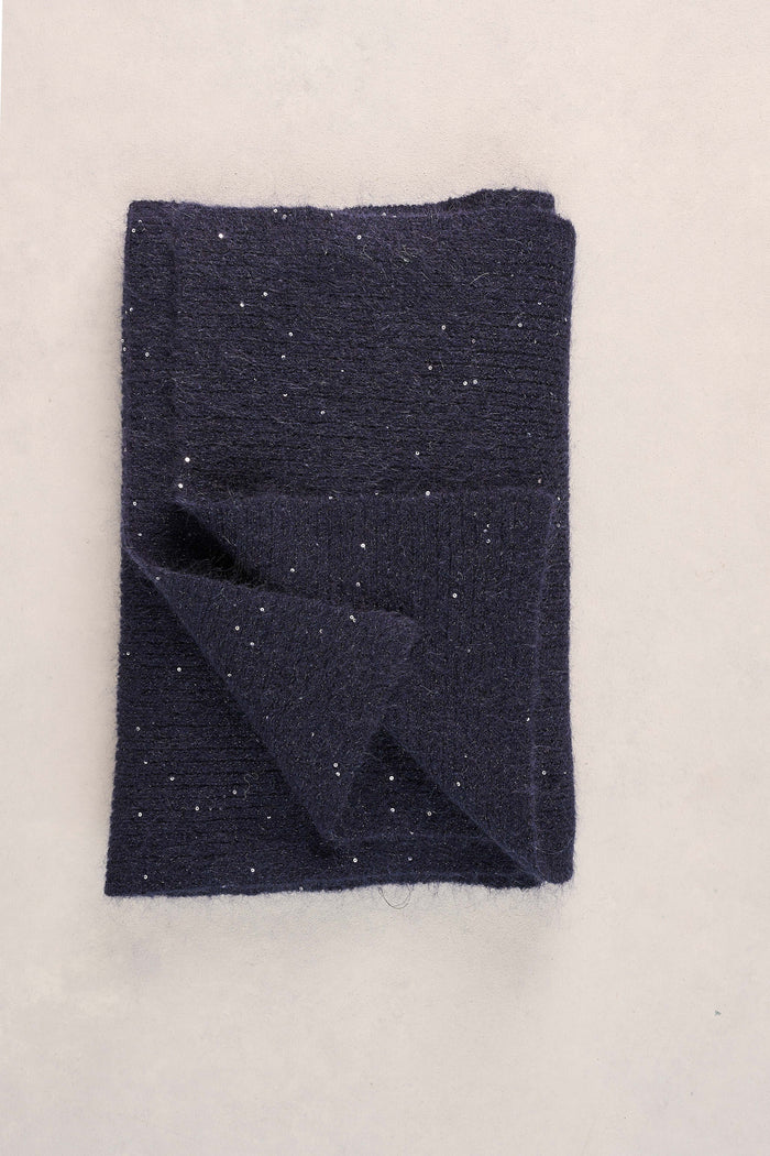 Knitted Metallic Scarf - Dark Blue