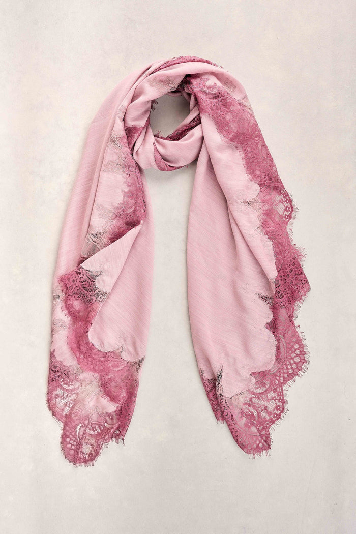Lace Border Scarf - Purple