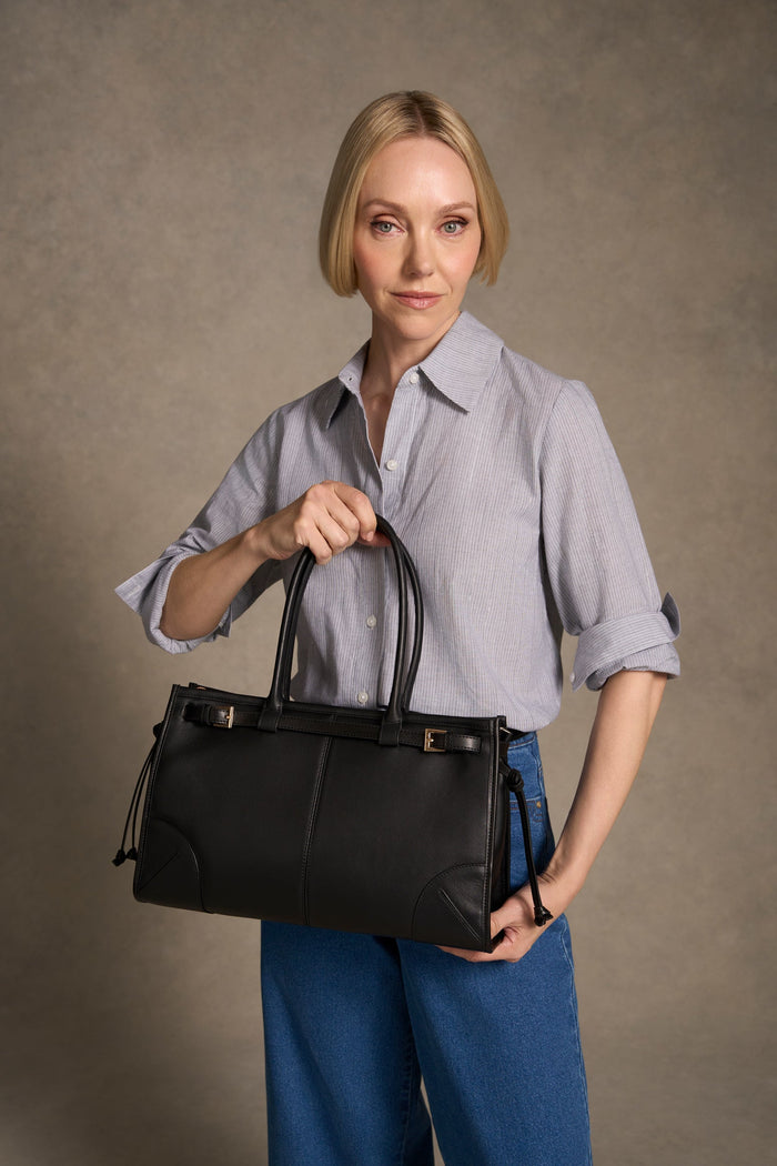 Leather Tote Bag - Black