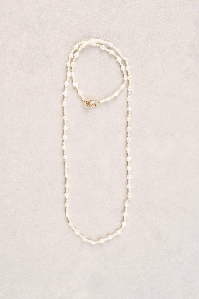Long Freshwater Pearl Necklace - Gold