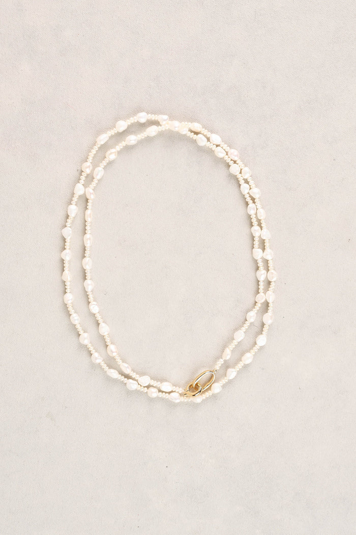 Long Freshwater Pearl Necklace - Gold