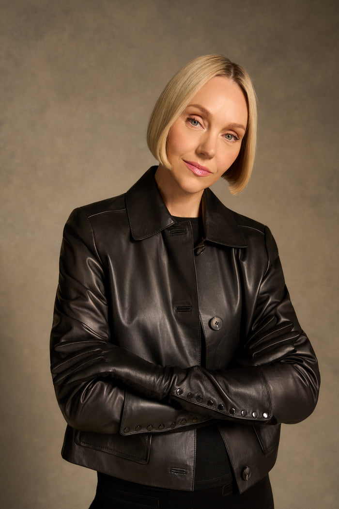Long Leather Gloves - Black