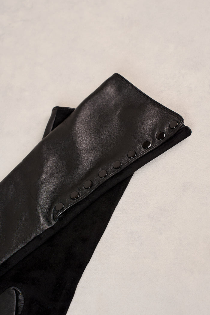 Long Leather Gloves - Black