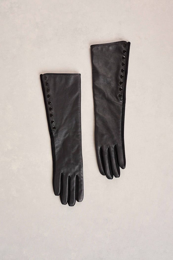 Long Leather Gloves - Black