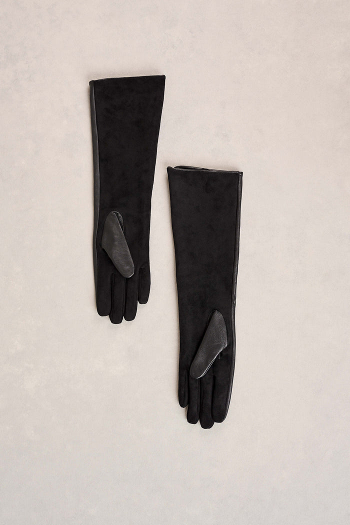 Long Leather Gloves - Black