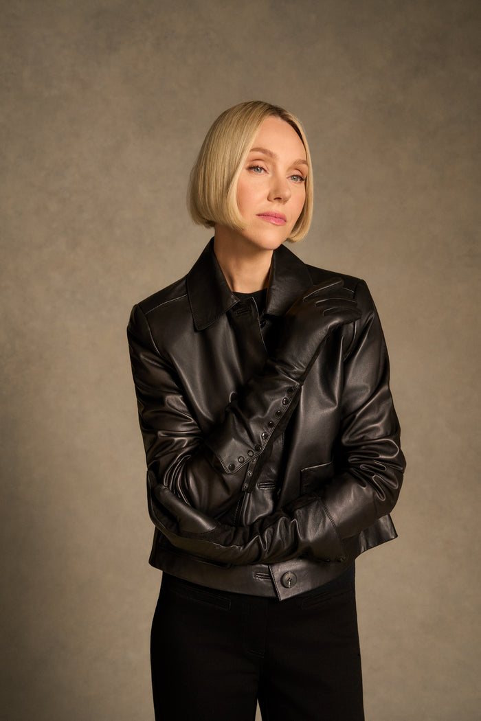 Long Leather Gloves - Black