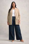 Long Line Wool Cardigan - Taupe Marle