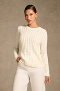 Long Sleeve Cable Knit - Cream