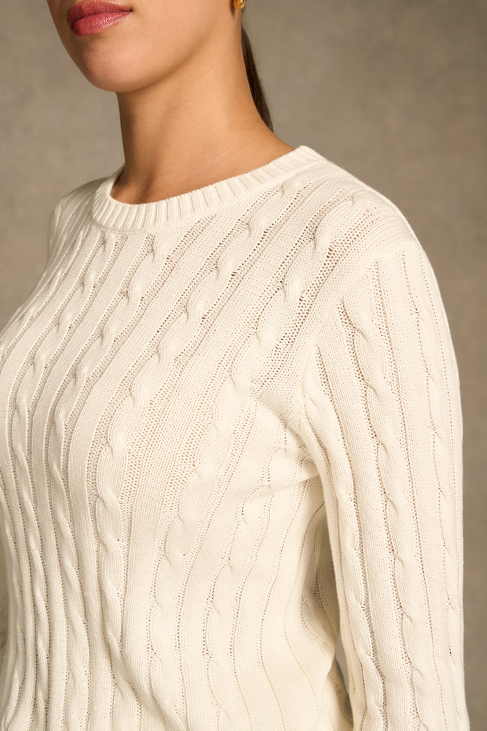 Long Sleeve Cable Knit - Cream