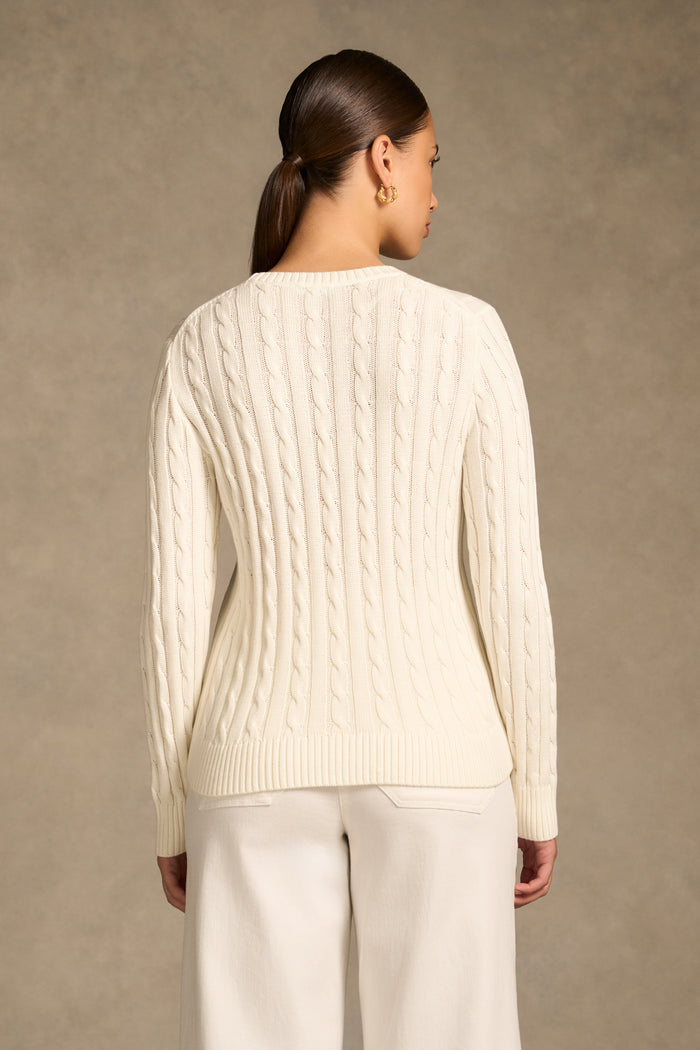 Long Sleeve Cable Knit - Cream