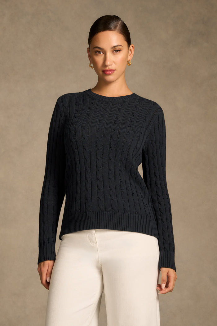 Long Sleeve Cable Knit - Ink