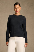 Long Sleeve Cable Knit - Ink