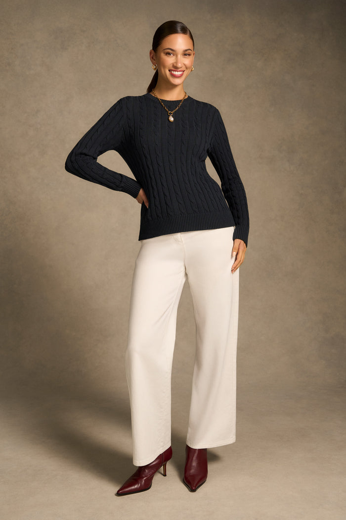 Long Sleeve Cable Knit - Ink
