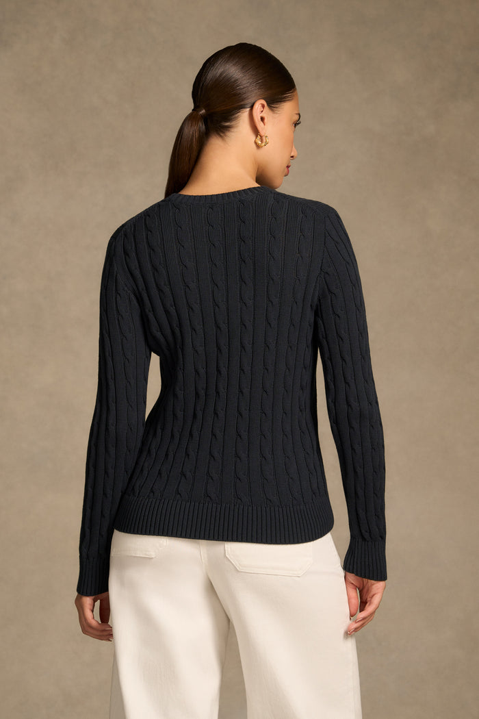 Long Sleeve Cable Knit - Ink