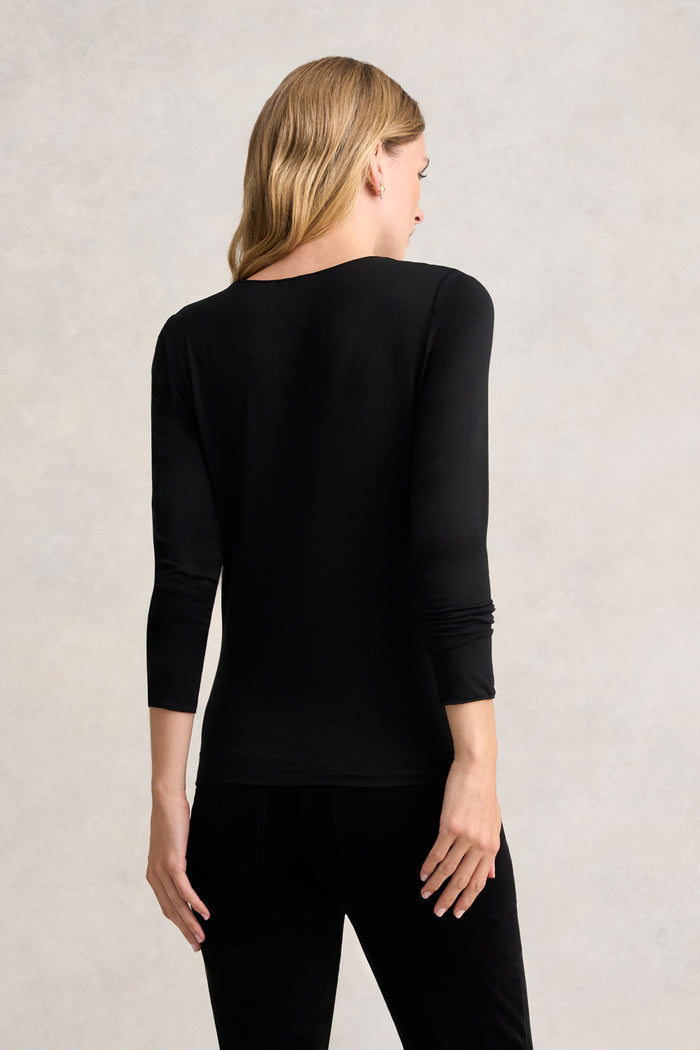 Long Sleeve Crew Neck Top - Black