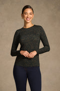 Long Sleeve Crew Neck Top - Dappled Print