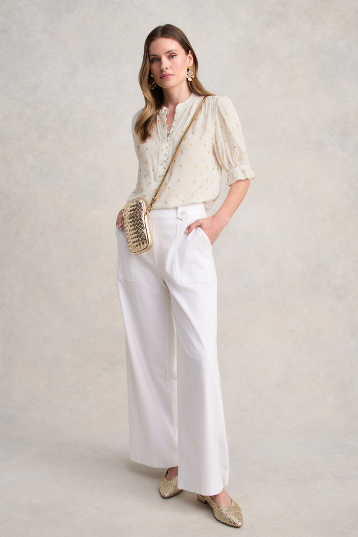 Lurex Clip Blouse - Cream