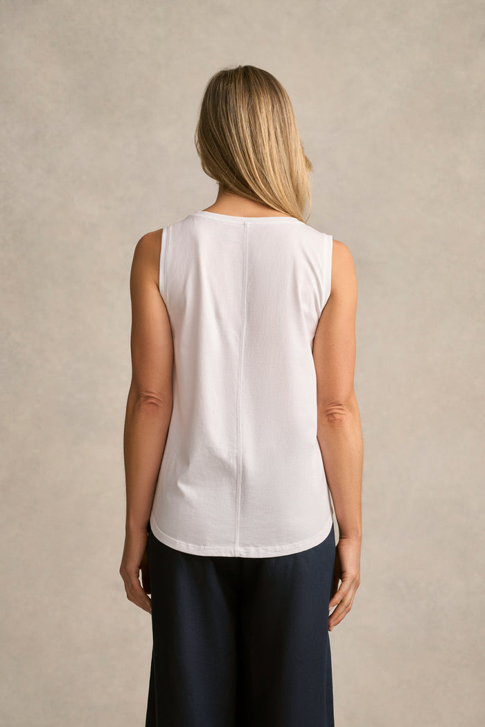 Mercerised Cotton Tank - White