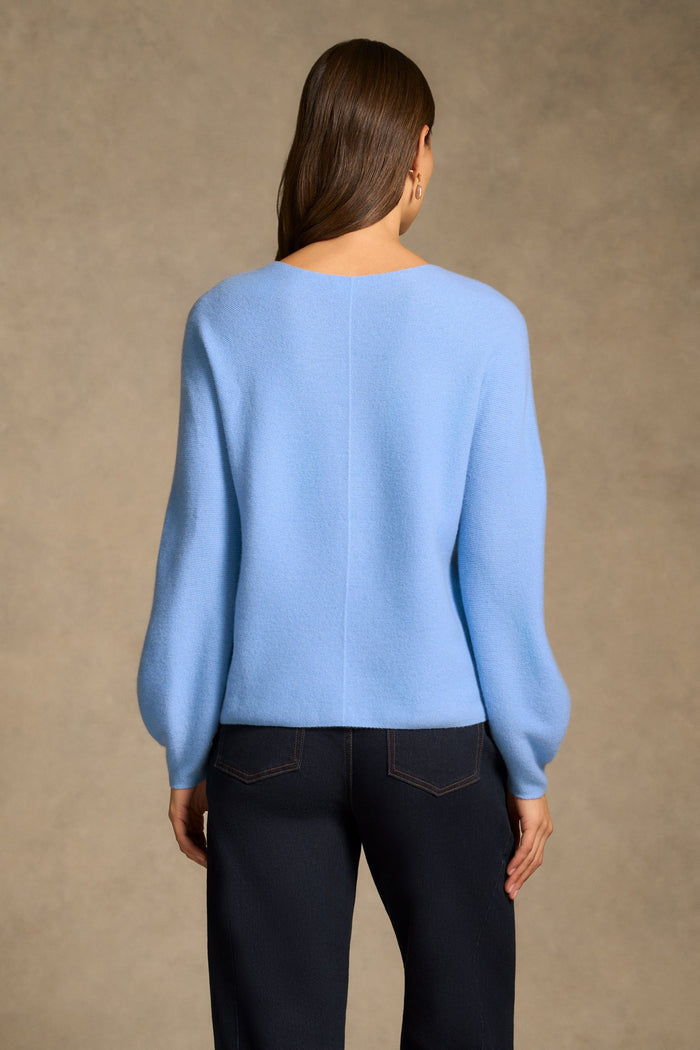 Merino Notch Neck Jumper - Bright Periwinkle