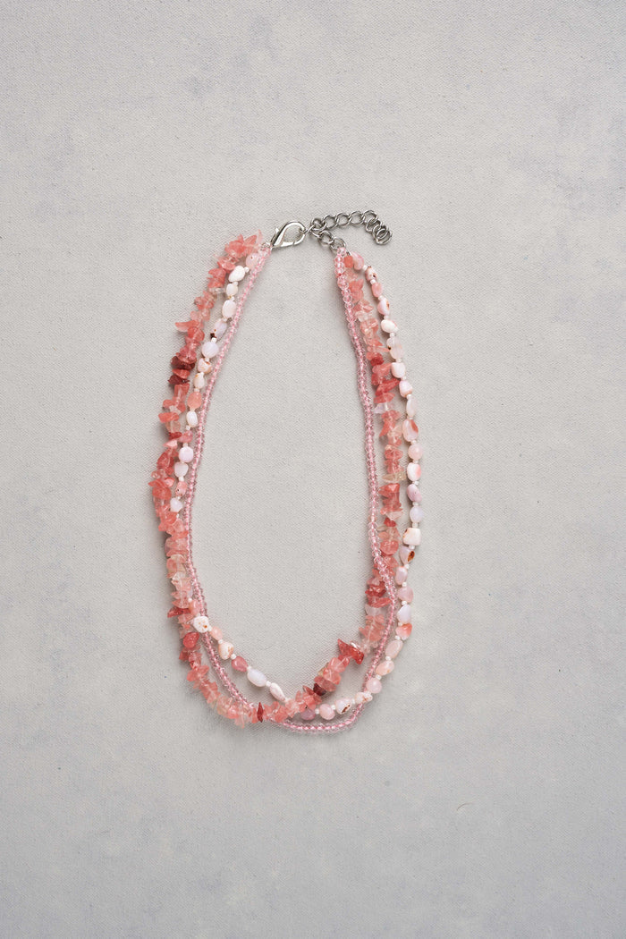 Mixed Stone Necklace - Pink