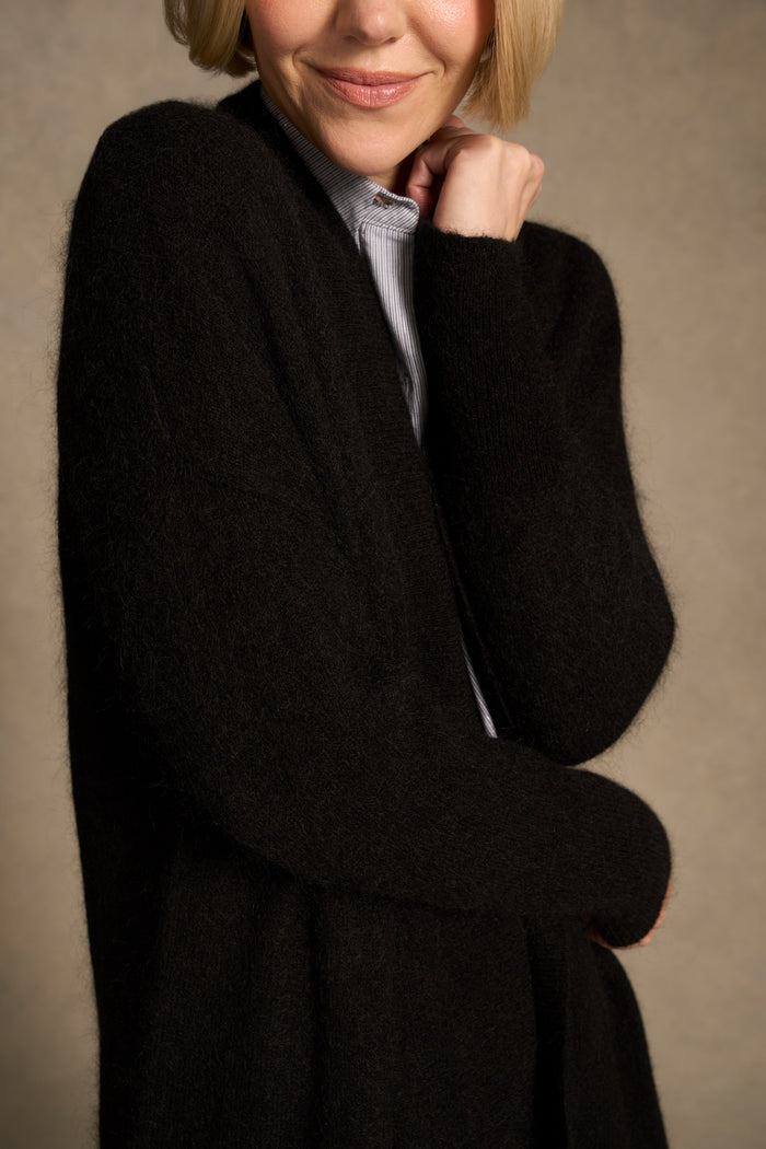 Mohair Blend Cardigan – Black