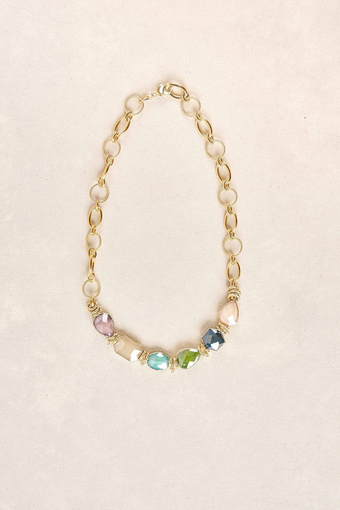 Multi Facet Stone Necklace - Multi