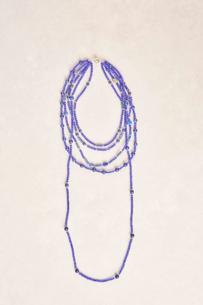 Multi Strand Bead Necklace - Blue