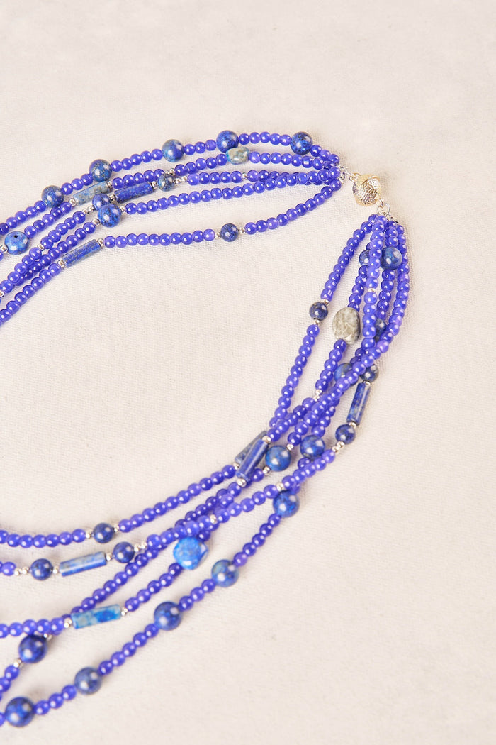 Multi Strand Bead Necklace - Blue