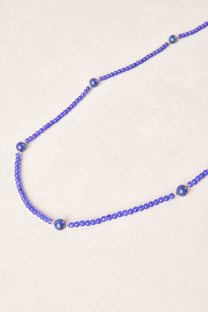 Multi Strand Bead Necklace - Blue