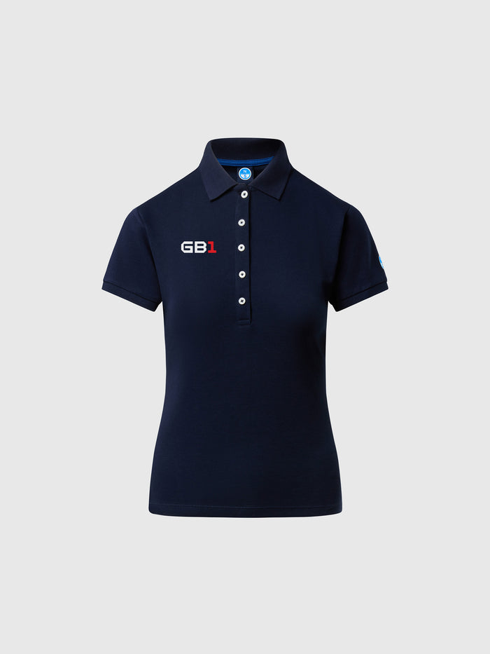 hover | Navy blue | polo-shorth-sleeve-woman-593014