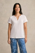 Notch Neck Cotton Tee - White