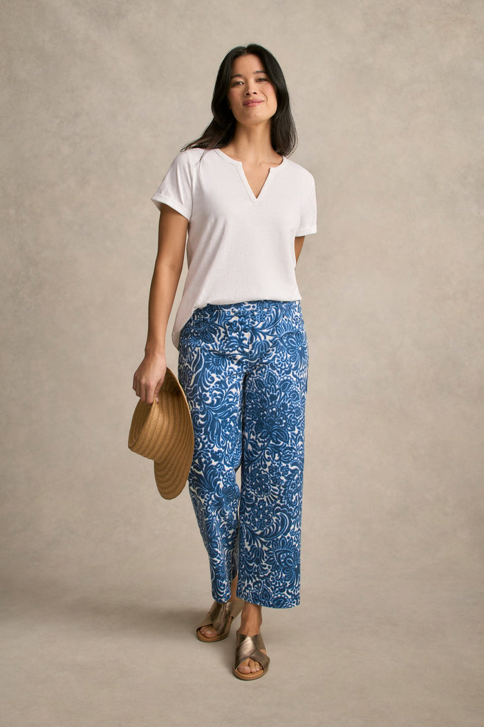 Notch Neck Cotton Tee - White