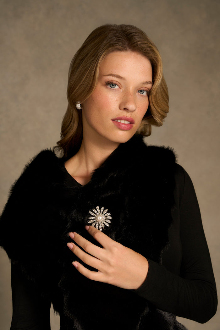 Ornate Flower Brooch - Silver