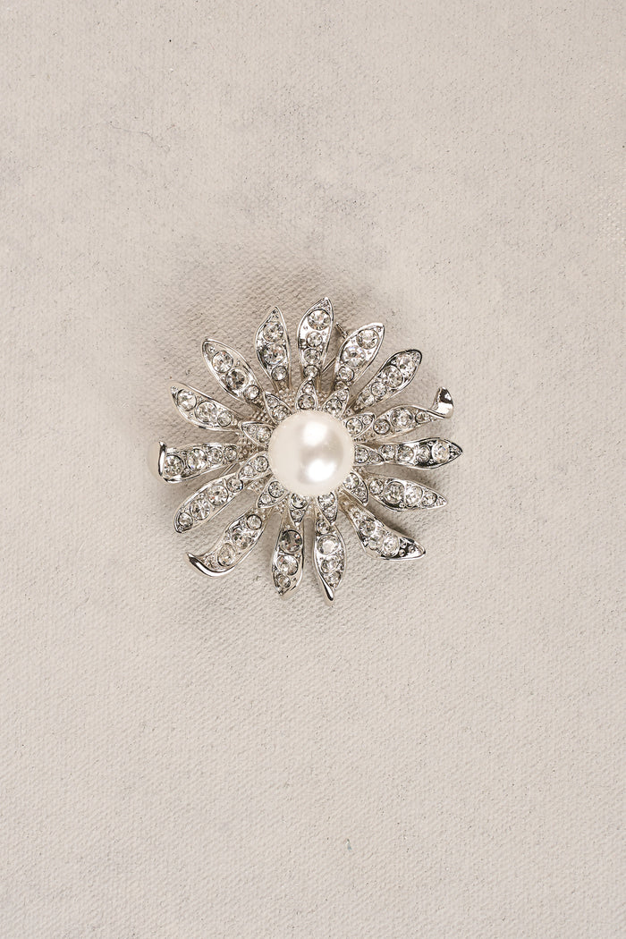 Ornate Flower Brooch - Silver