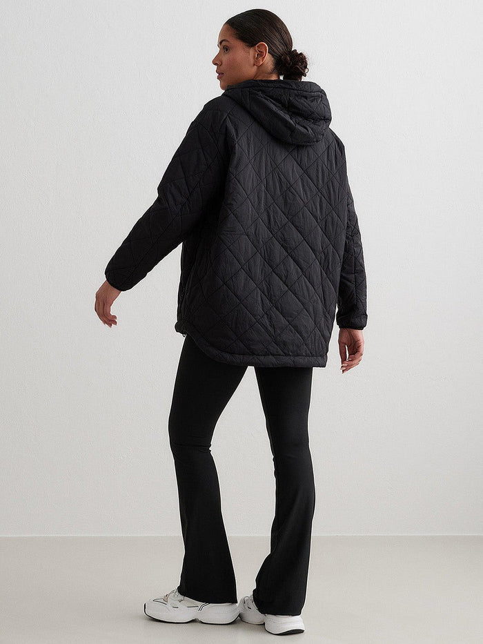 Oversized Quilted Anorak in Black