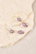 Painted Bead Earrings - Purple