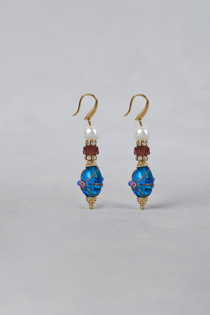 Painted Bead Earrings – Blue