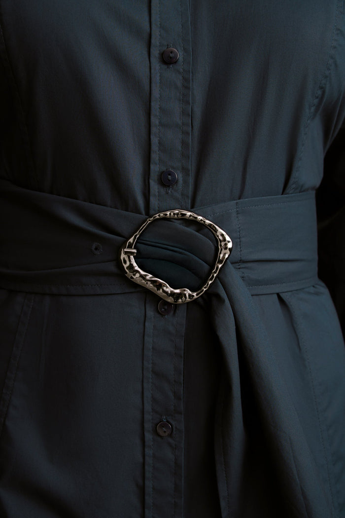 Placement Broderie Shirt Dress - Ink
