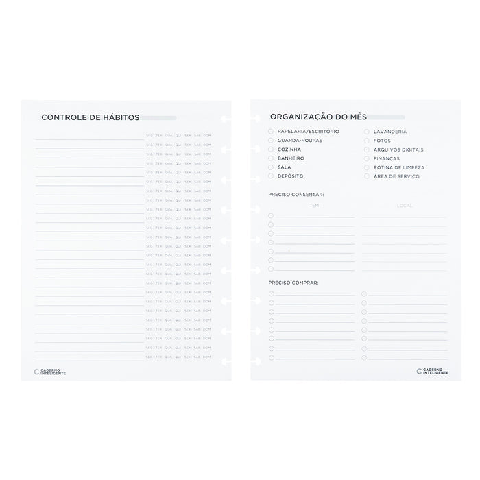Controle de hábitos e organização do mês.